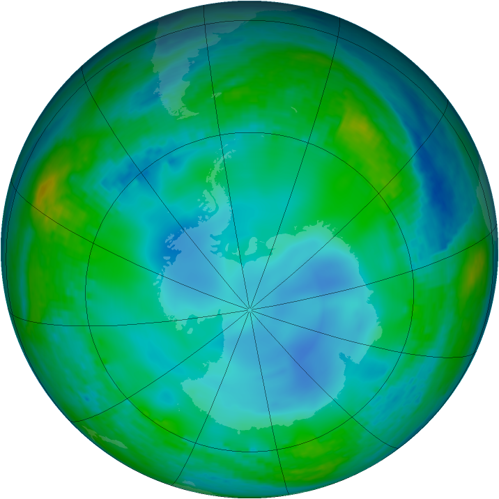 Antarctic ozone map for 09 June 2003